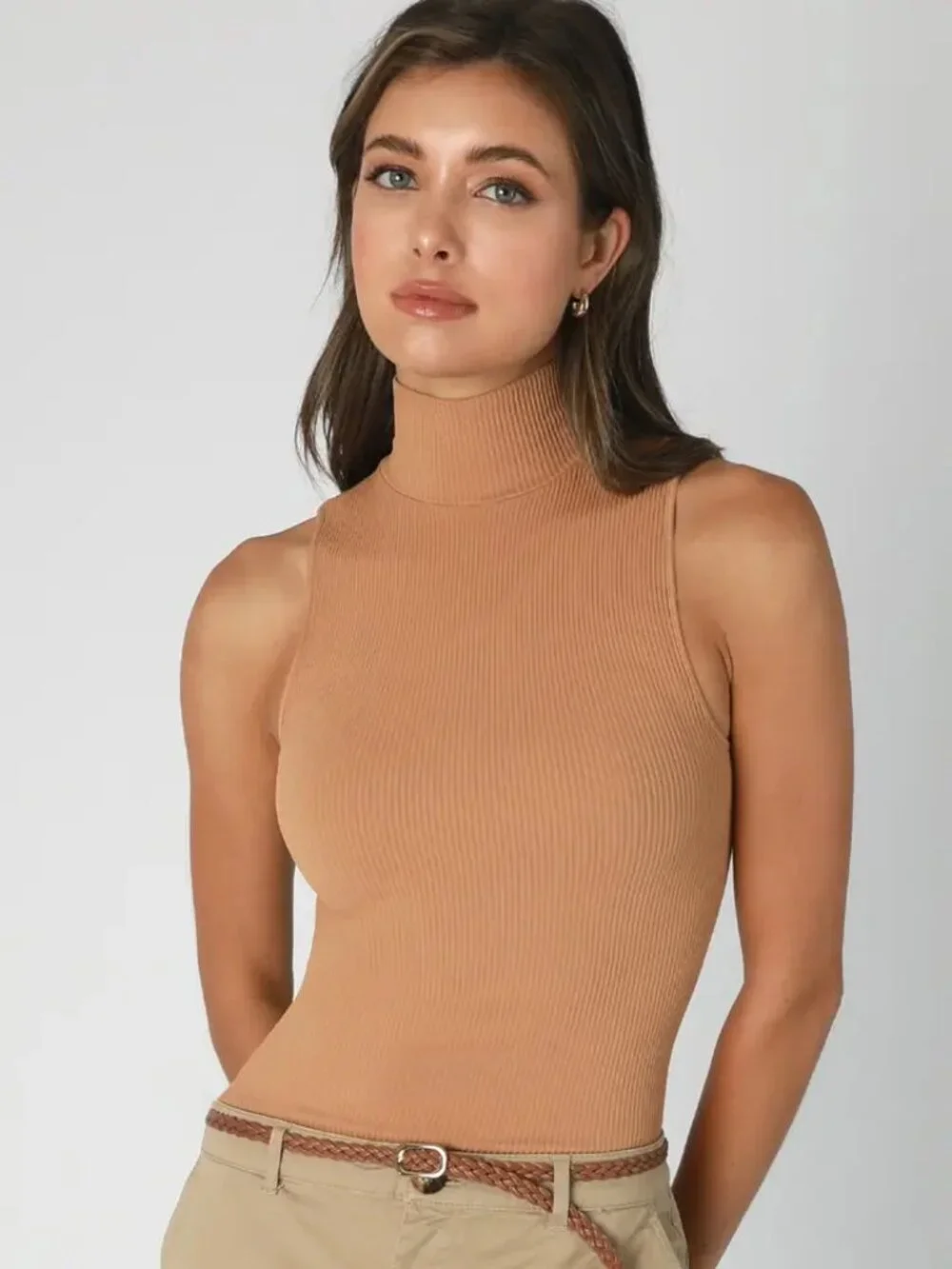 High Neck Ribbed Tank - Picture 3 of 3